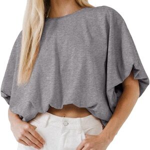 Grey relaxed cropped Tshirt